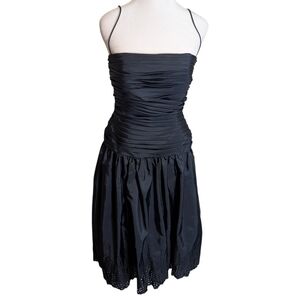 Vintage 1980’s Morton Myles For The Warrens Black Spaghetti Straps Dress 8 USA